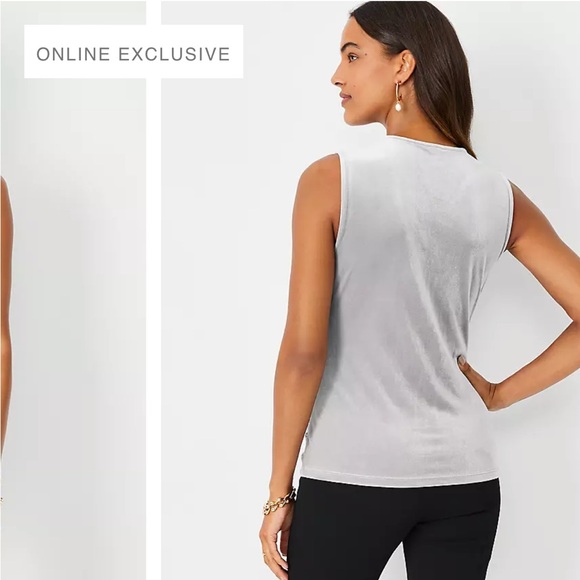 Ann Taylor Velvet Wrap Shell Top - Picture 2 of 9